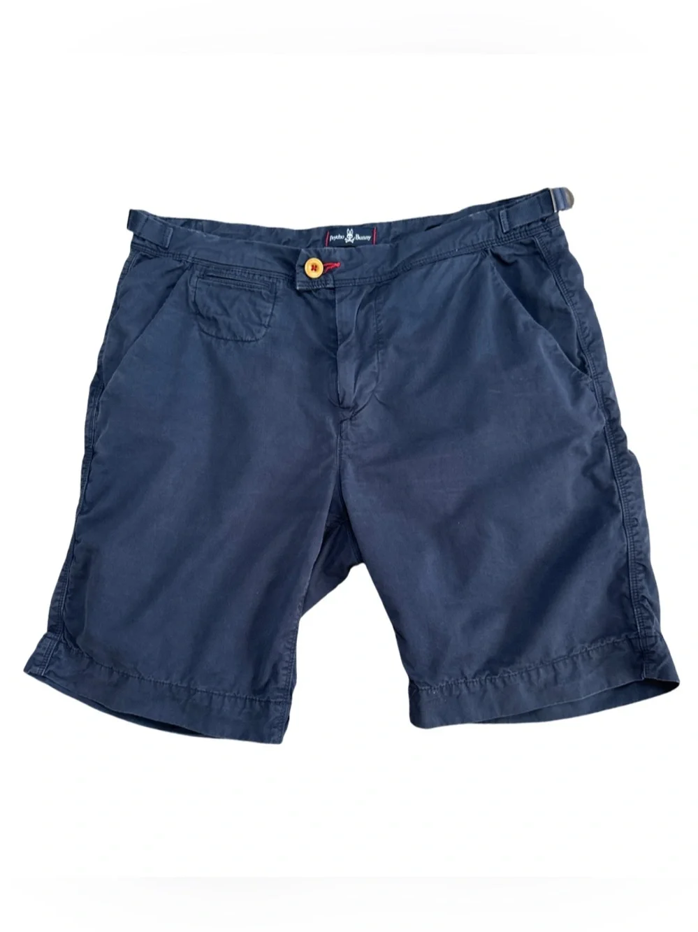 Psycho Bunny Mens 33 Classic Navy Blue Chino Cotton Adjustable Waist Shorts